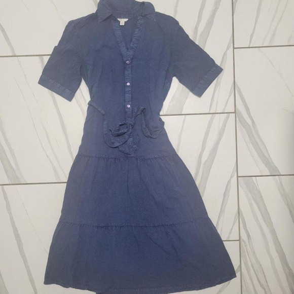 Vintage y2k Cato blue button up belted office wear casual dress - Picture 1 of 5